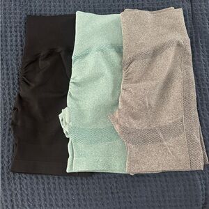 Set of Three Seamless Shorts - Black, Mint, and Gray
